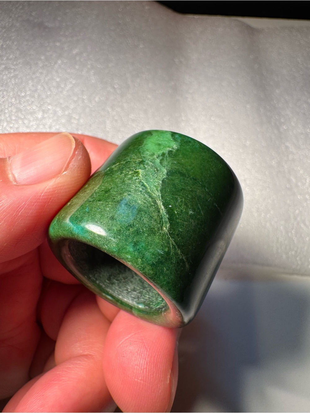 Polished Green Stone Wide Band Ring - Women Jewelry Rings